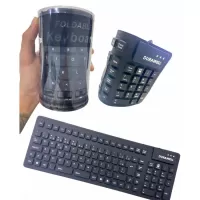 Teclado com fio usb flexível de silicone dobrável preto