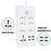 Régua Filtro de Linha com 7 Tomadas Extensão Elétrica 1 Universal 4 USB Bivolt Cabo de 2 Metros