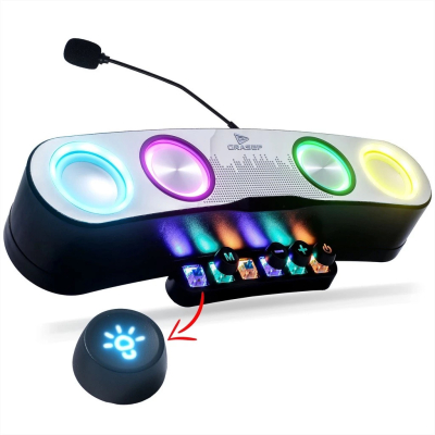 Caixa de Som Bluetooth Luminosa Gamer 30W P2 com Led RGB e Microfone