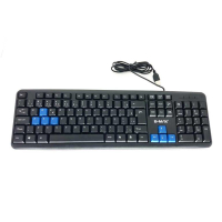 Teclado com fio usb e numérico padrão ABNT2 preto com azul