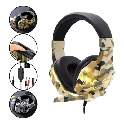 Fone de ouvido Gamer Camuflado Estilo Militar Headset BM218