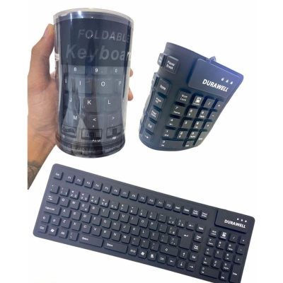Teclado dobravel com fio usb flexível silicone dobrável preto