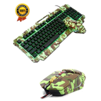 Kit Teclado e Mouse Gamer com fio estilo militar C