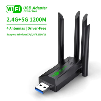 Adaptador Wifi usb 5G 1200Mbps 4 antenas