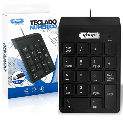 Teclado numérico USB 18 Teclas Preto