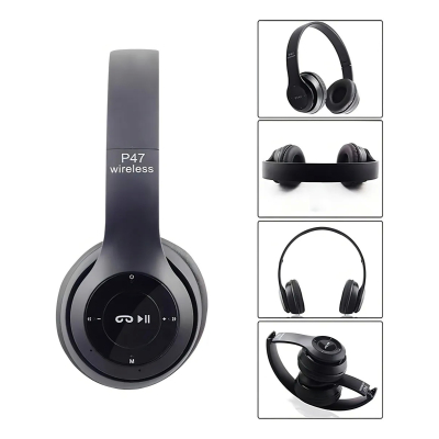 Fone de Ouvido sem Fio Bluetooth P47 Com Reducão De Ruídos Preto
