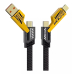 Cabo Flat Turbo 4 em 1 Type-C   USB-A   Type-C   IOS 65W / 27W PD 1.20m Reforçado